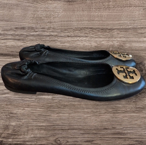 Tory Burch Black Leather MINNIE TRAVEL BALLET - Picture 3 of 5